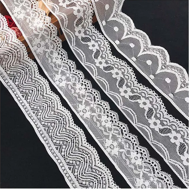 Fashion hot sale different styles 5.5*100cm black&white french eyelash floral lemo lace