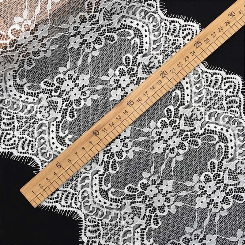Fashion hot sale 24*300cm 100%  nylon french eyelash lace trim
