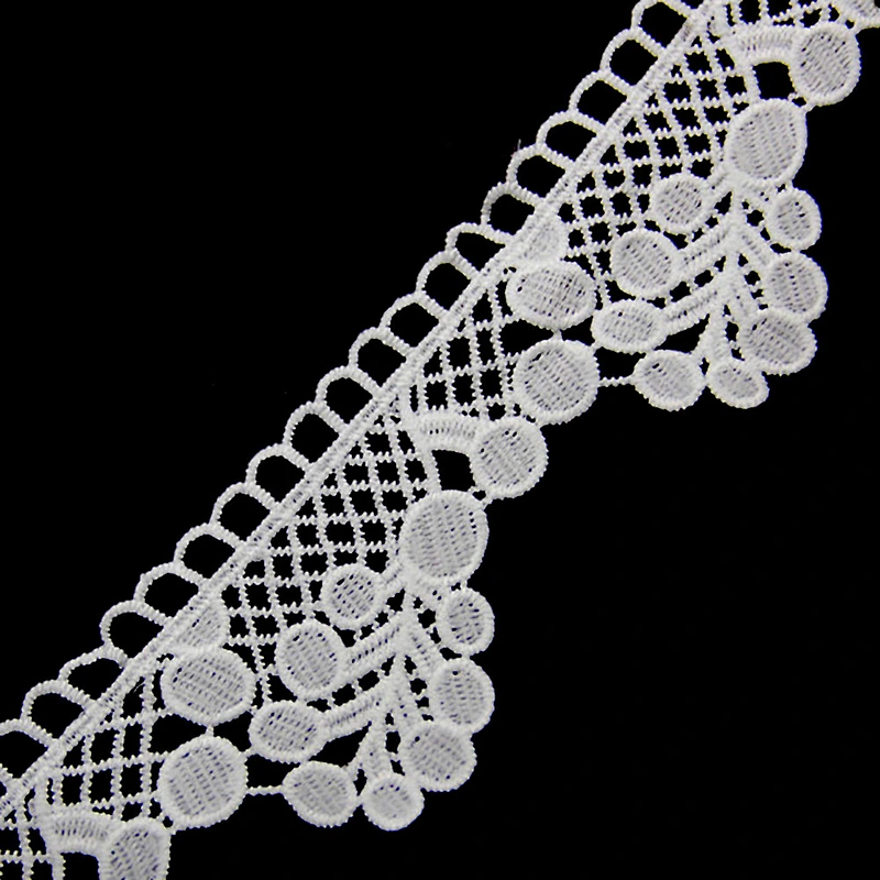 12.5cm  100% Polyester Chemical Embroidery Beaded Lace Fabric