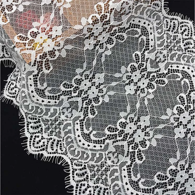 Fashion hot sale 24*300cm 100%  nylon french eyelash lace trim