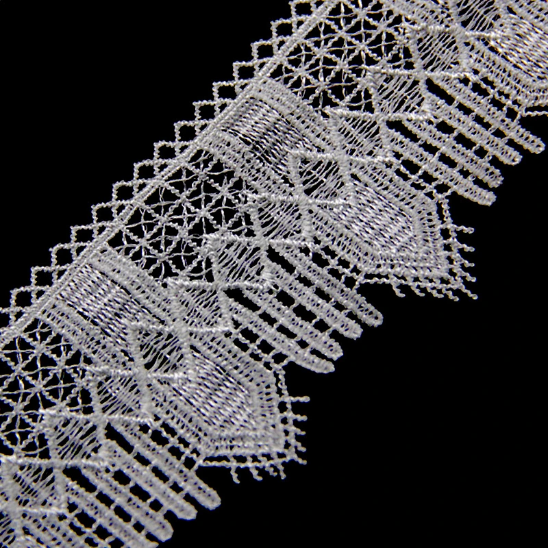 5.8cm  100% Polyester Chemical Embroidery Lace Dress Fabric