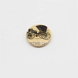PandaHall 4-Hole Wooden Buttons Printed Flat Round Button Mixed Color 15x3.5mm Hole 1mm