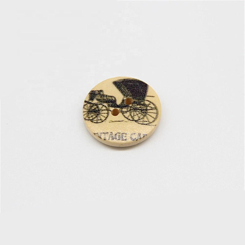 PandaHall 4-Hole Wooden Buttons Printed Flat Round Button Mixed Color 15x3.5mm Hole 1mm