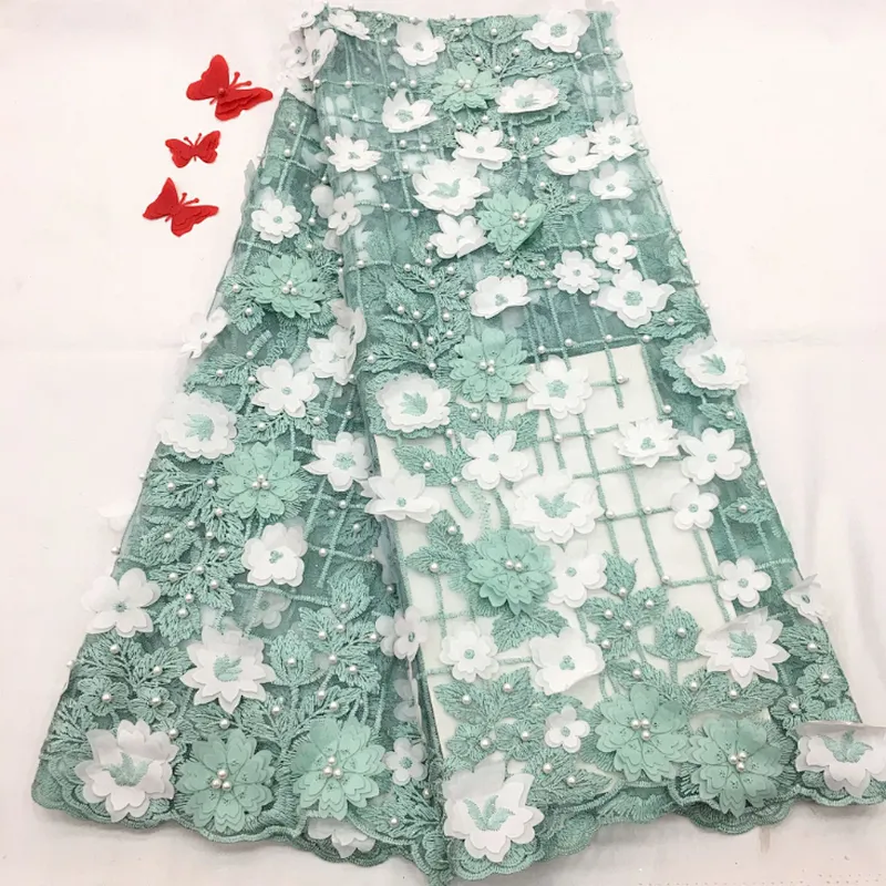 2019 high-grade embroidery fabric 3D French lace embroidery fabric wedding dress fabric