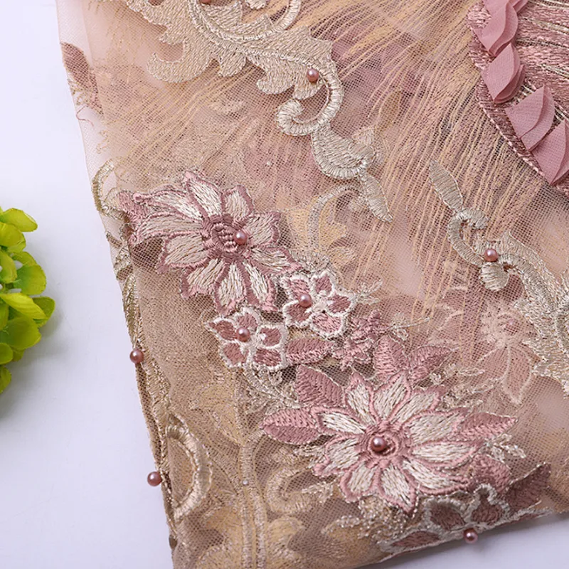Bead Lace 2019 Mesh 3d Embroidered Applique Flower Embroidery Fashion Fabric