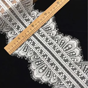 Fashion hot sale 16*300cm 100%  nylon french eyelash lace trim