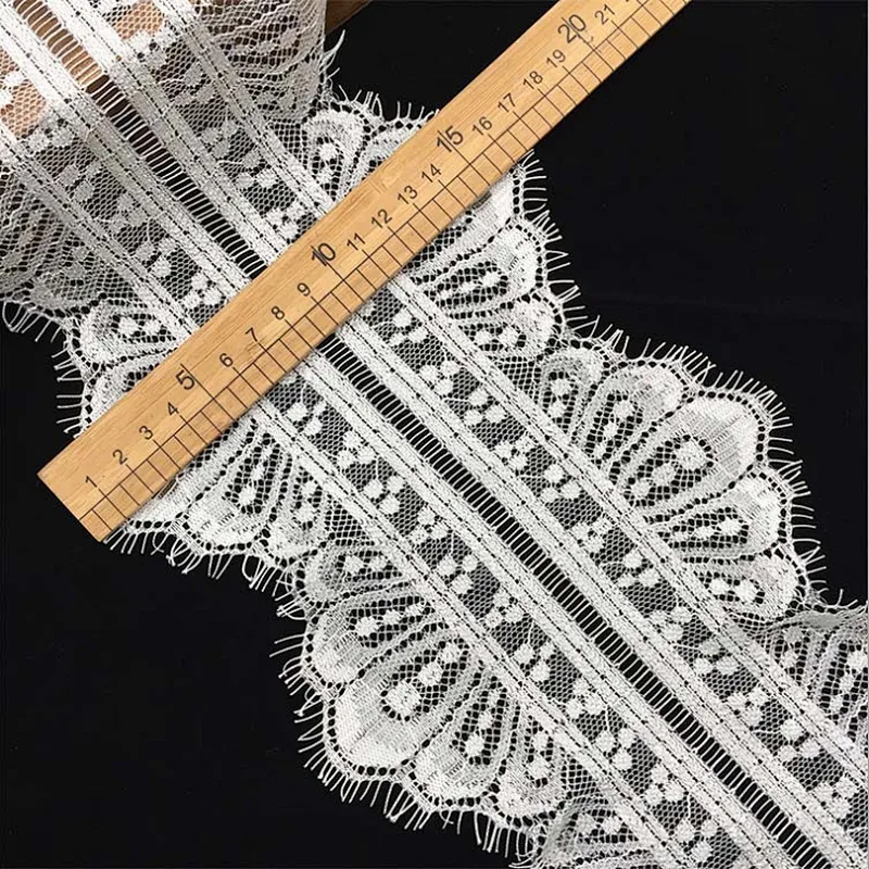 Fashion hot sale 16*300cm 100%  nylon french eyelash lace trim