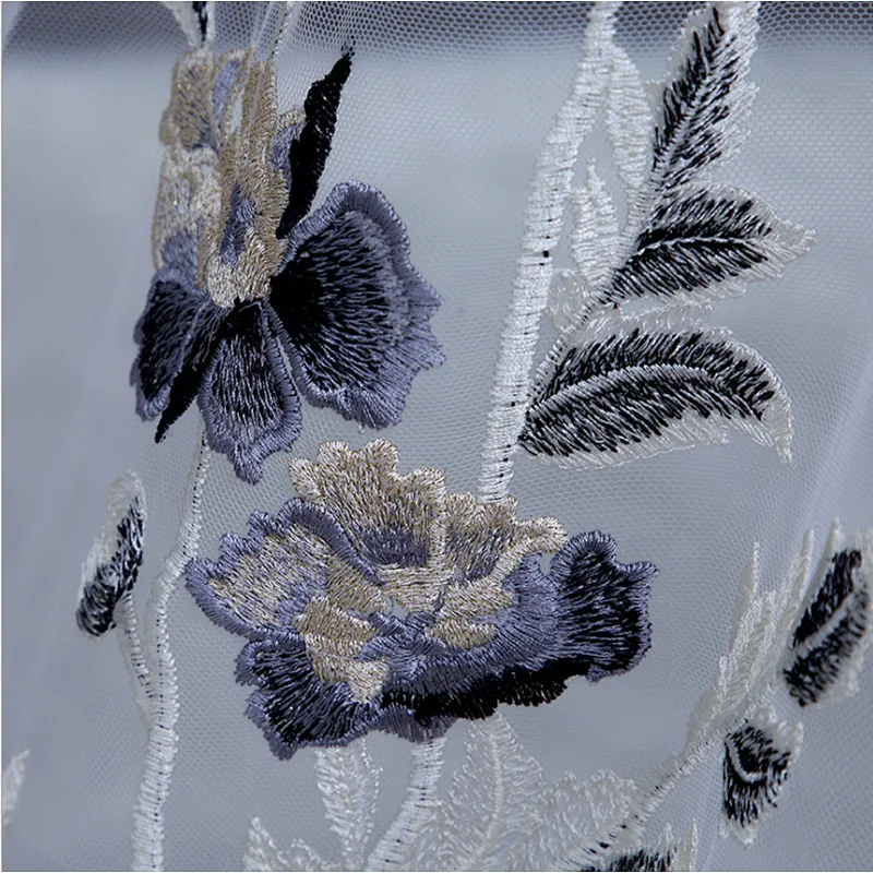 African Bridal Tulle Mesh Floral Embroidery Lace Fabric Curtain DIY Lace Fabric