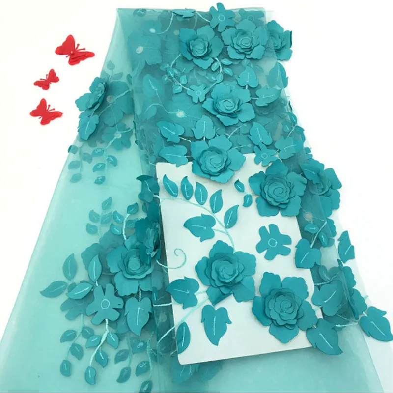 Bead Lace 2019 High Quality Mesh 3d Embroidered Applique Flower Embroidery Tulle Fabric