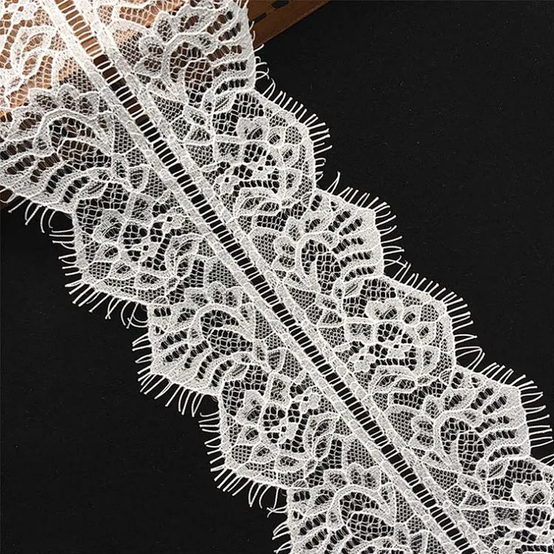 Fashion hot sale 10*300cm 100%  nylon french eyelash lace trim