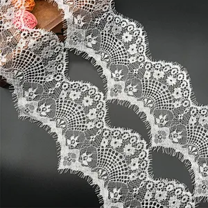 Fashion hot sale 13*300cm 100%  nylon french eyelash lace trim