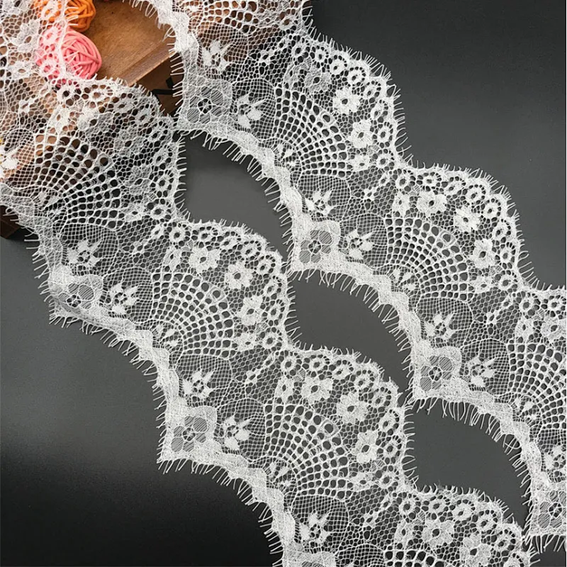 Fashion hot sale 13*300cm 100%  nylon french eyelash lace trim