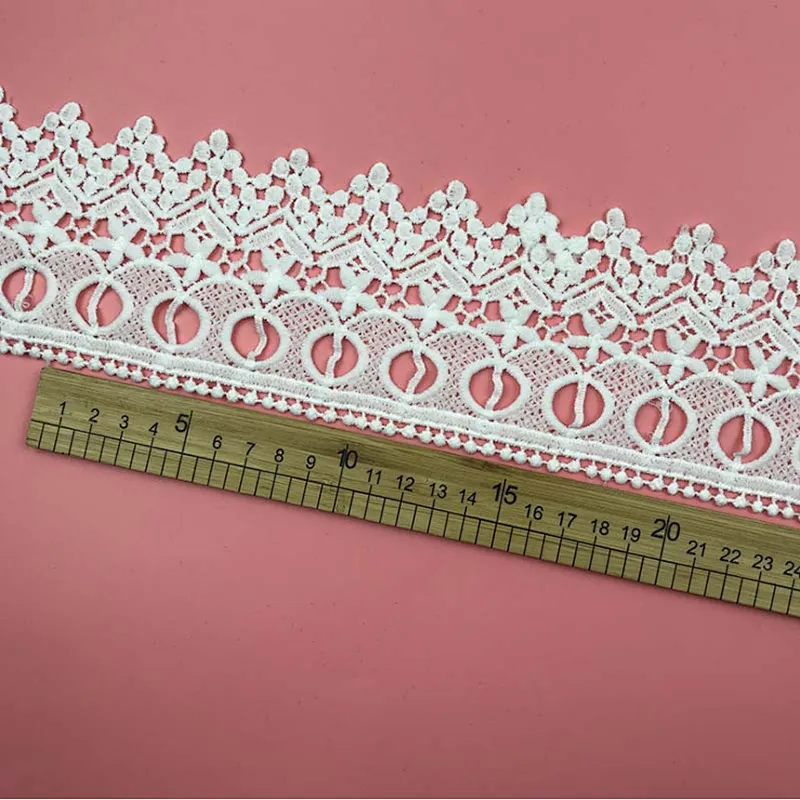 Best selling French different double lace hollow milk water soluble lace for wedding dress