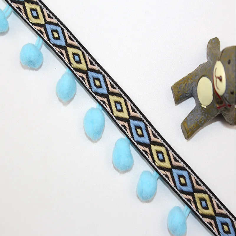 3cm african ribbon wool ball lace trim for textile