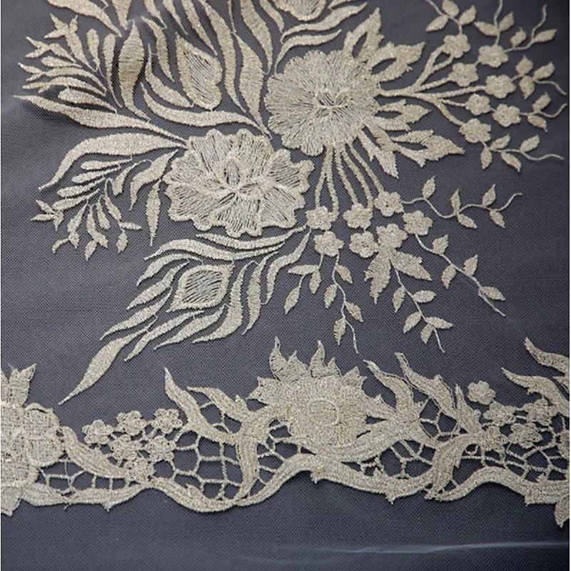 2019 Fancy design customized elegant mesh tulle embroidery lace fabric