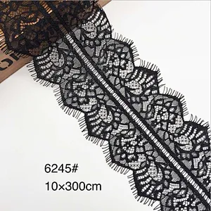 Fashion hot sale 10*300cm 100%  nylon french eyelash lace trim
