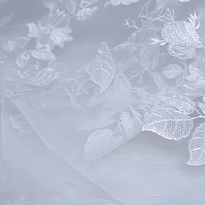 Top sale african 3d flower lace embroidered fabric high quality net lace fabric for wedding bridal dress