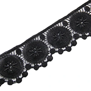 6.3cm  100% Polyester Chemical Embroidery Lace Trim