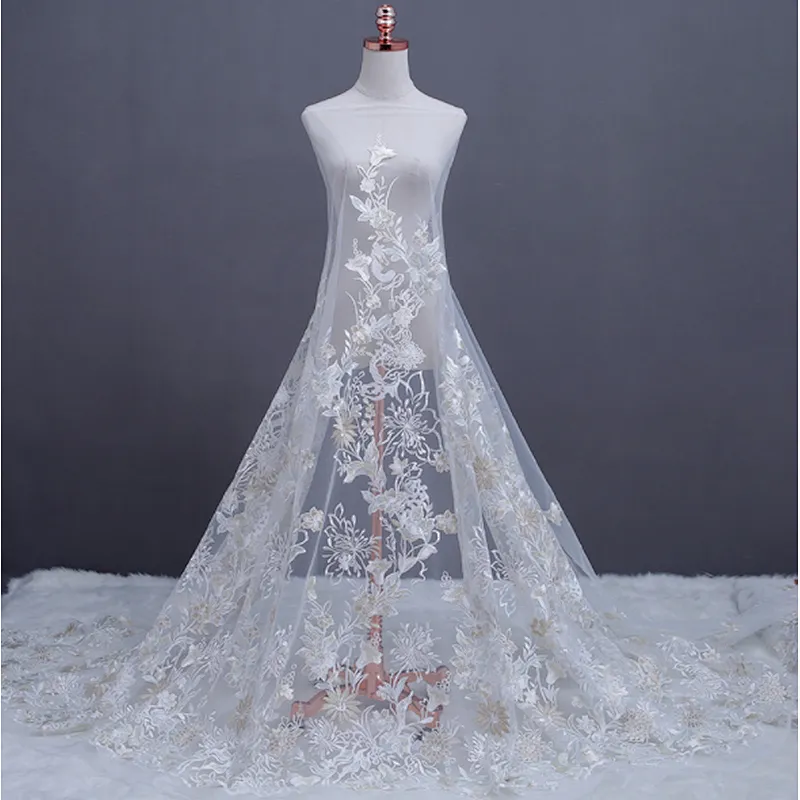 China supplier wholesale  african embroidery net mesh lace fabric for garments