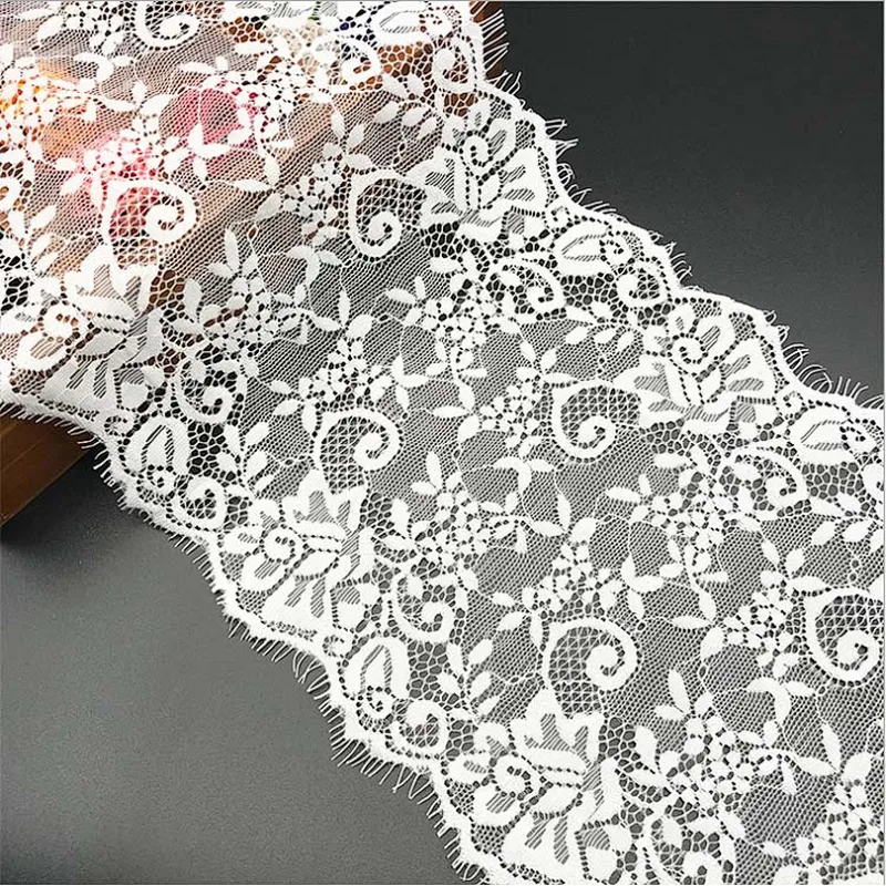 Fashion hot sale 19*300cm 100%  nylon french eyelash lace trim