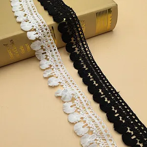 African Water Soluble Lace  Chemical Milk Silk Trim Lace For Wedding Bridal Dress