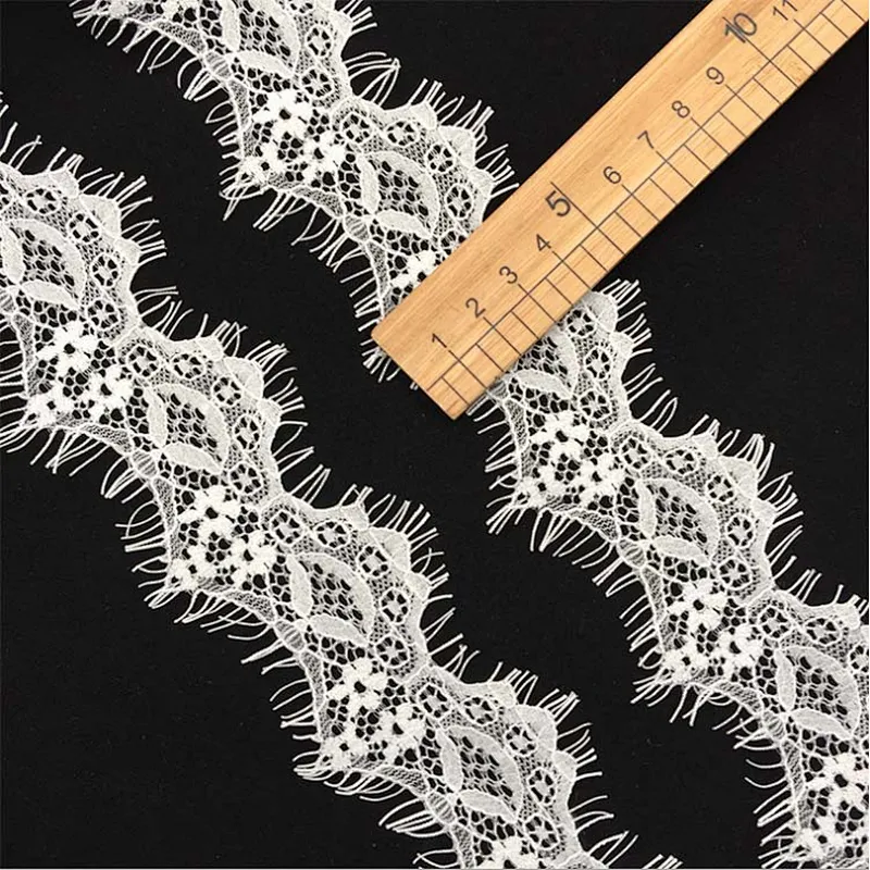 Fashion hot sale 5*300cm 100%  nylon french eyelash lace trim