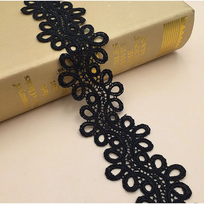 hot sale 4.5cm embroidered bridal lace trim water soluble embroidered chemical lace trimming embroidery lace for women