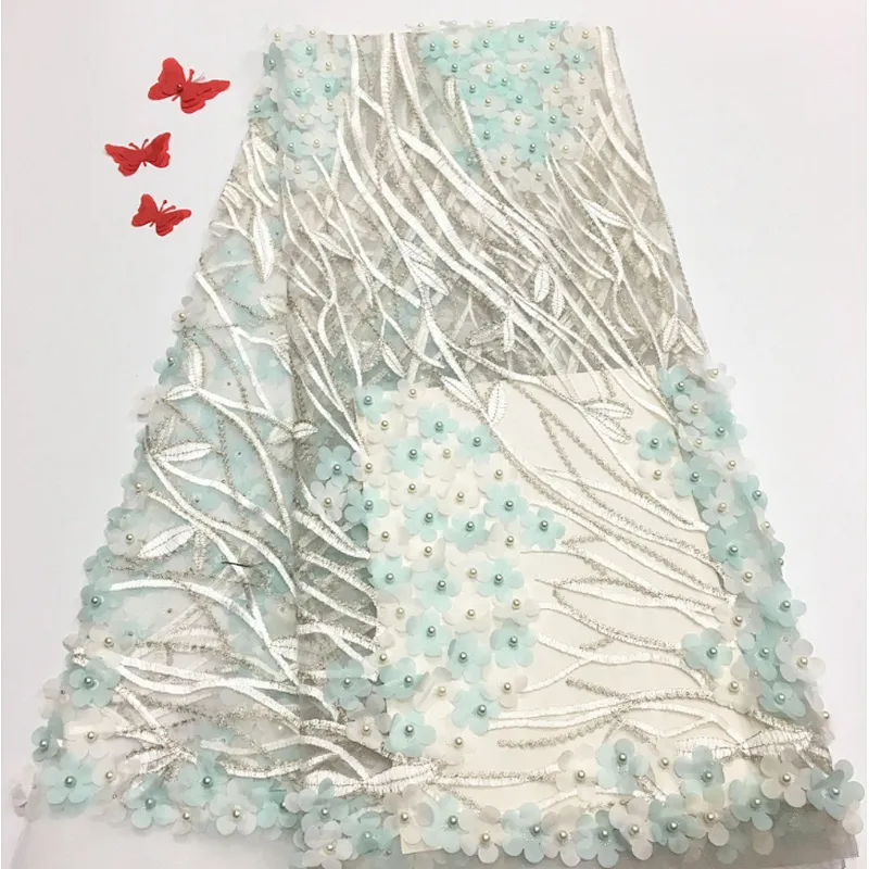 2019 beaded chemical lace embroidered fabric French bridal lace fabric embroidery fabric