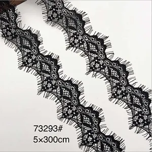 Fashion hot sale 5*300cm 100%  nylon french eyelash lace trim