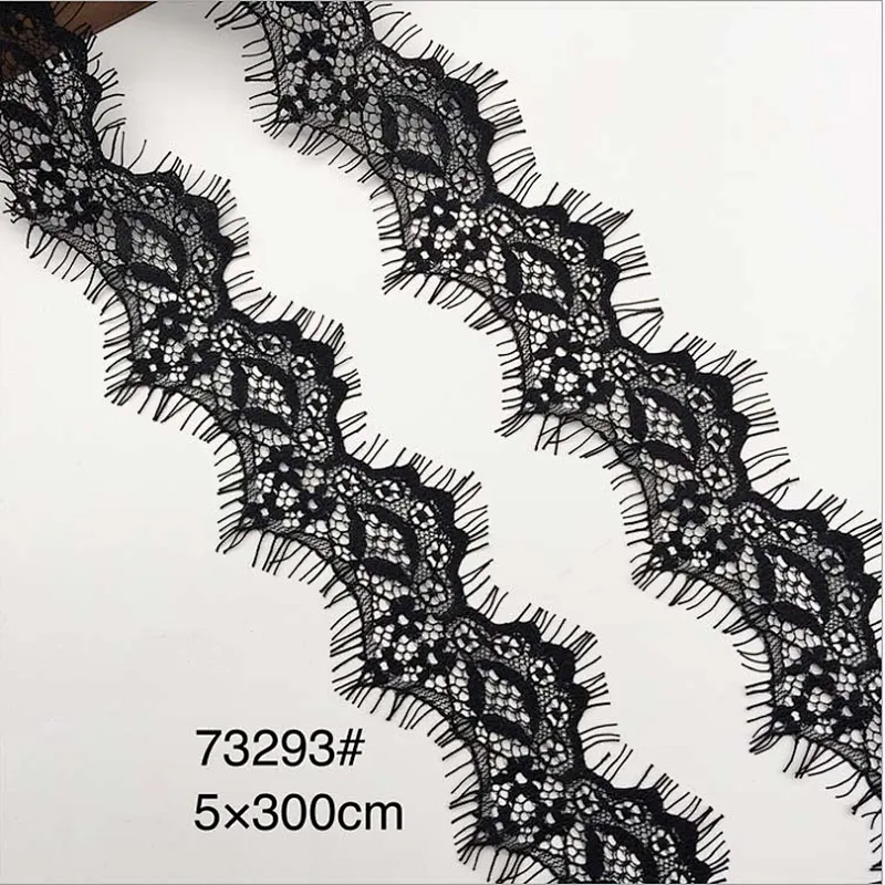 Fashion hot sale 5*300cm 100%  nylon french eyelash lace trim
