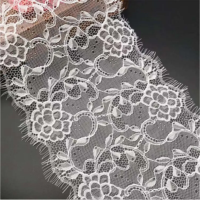 Fashion hot sale 18*300cm 100%  nylon french eyelash lace trim