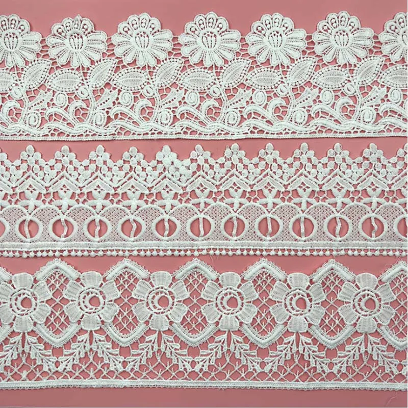 Best selling French different double lace hollow milk water soluble lace for wedding dress