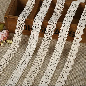 Hot Sale 2cm Different Styles High Quality Hollow  Lace Trim Cheap 100% Cotton Embroidery Lace Trim for Dress