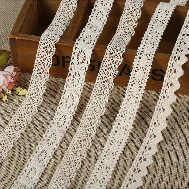 Hot Sale 2cm Different Styles High Quality Hollow  Lace Trim Cheap 100% Cotton Embroidery Lace Trim for Dress