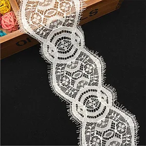 Fashion hot sale 10*300cm 100%  nylon french eyelash lace trim