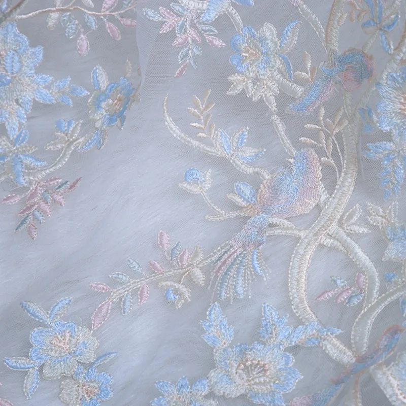 2019 new style royal  beautiful flower african mesh bridal 3D embroidery lace fabric