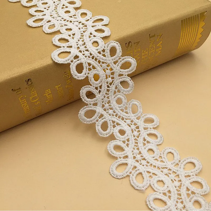 hot sale 4.5cm embroidered bridal lace trim water soluble embroidered chemical lace trimming embroidery lace for women