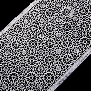 7.5cm  100% Polyester Chemical Embroidery African Lace Fabric
