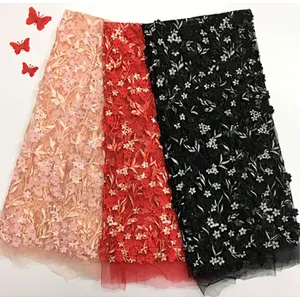 2019 new laser embroidery hollow beaded fabric embroidery embroidery wedding dress fabric