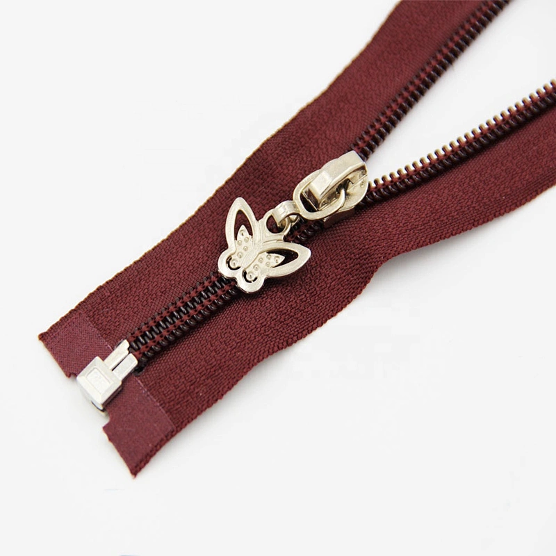 lemo 5# 7 Inch Colorful Auto Lock Open End Nylon Zippers With Decorative pull