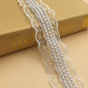 New African Fashion Non-elastic Lace Imitation Pearl Lace For dress accessories