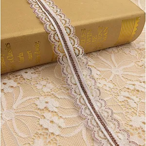 african metal long chain nylon net  lace for dress
