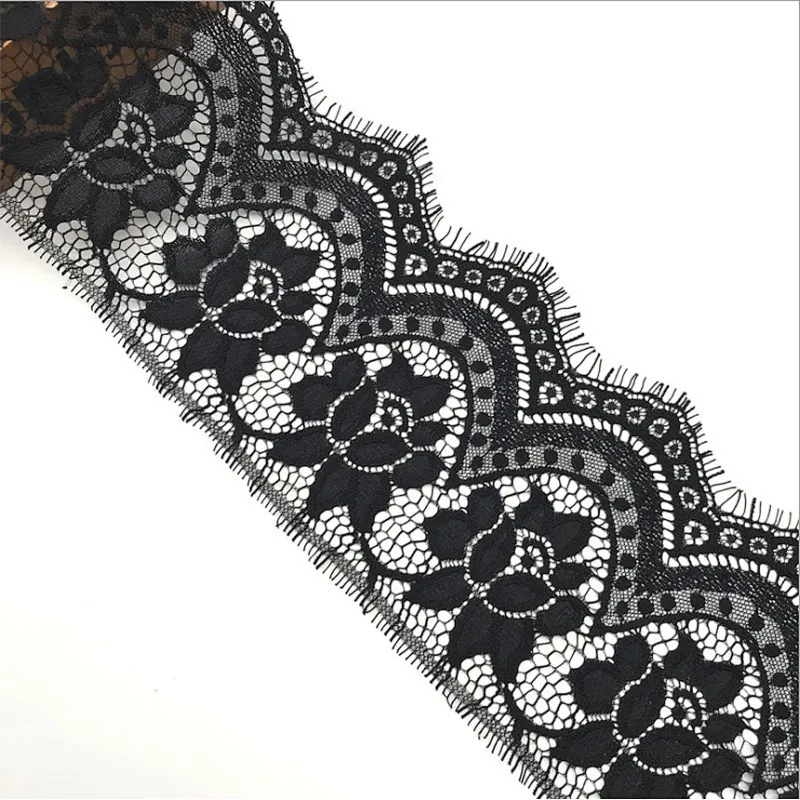 Fashion hot sale 13*300cm 100%  nylon french eyelash lace trim