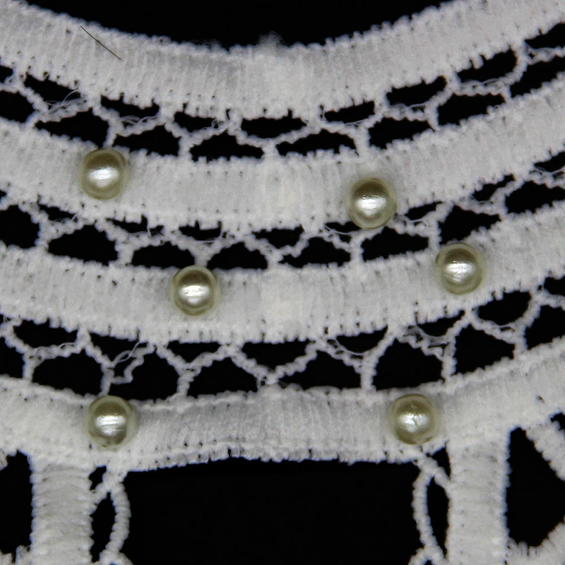 21cm Elegant Silvery Beads Ornamental Collar Lace with Tassels