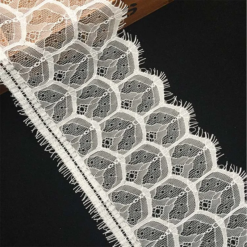 Fashion hot sale 12.5*300cm 100%  nylon french eyelash lace trim