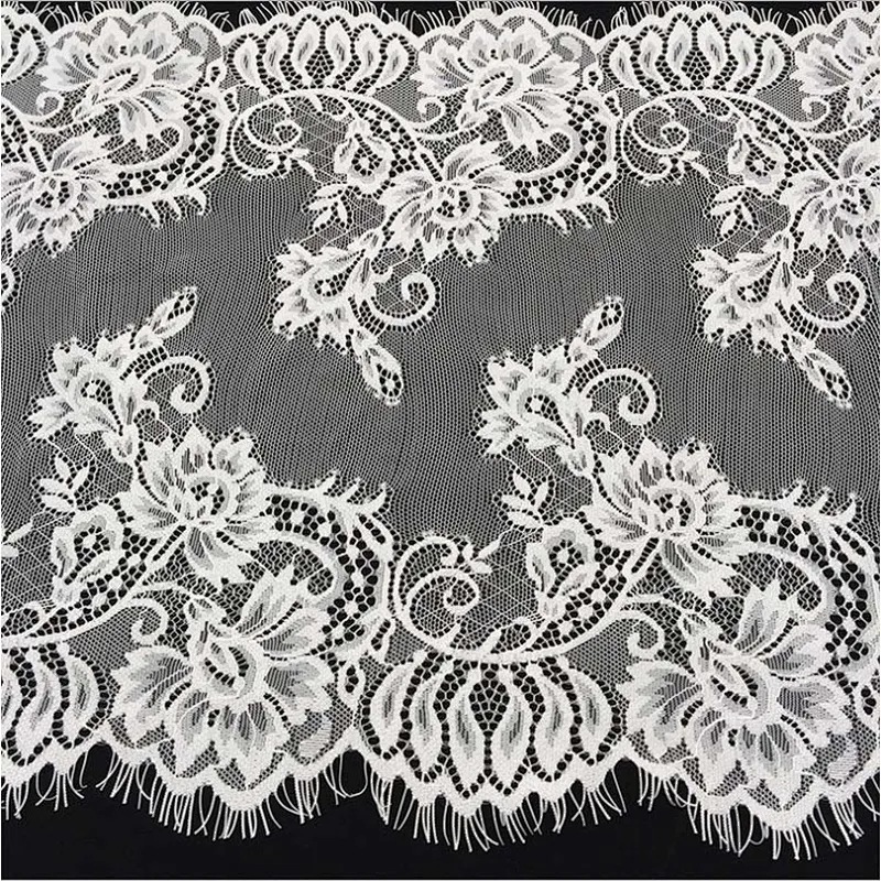 Fashion hot sale 32*300cm 100%  nylon french eyelash lace trim