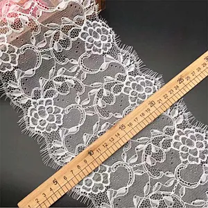 Fashion hot sale 18*300cm 100%  nylon french eyelash lace trim
