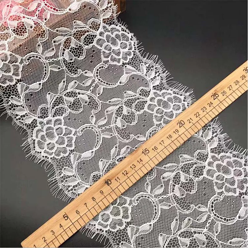 Fashion hot sale 18*300cm 100%  nylon french eyelash lace trim