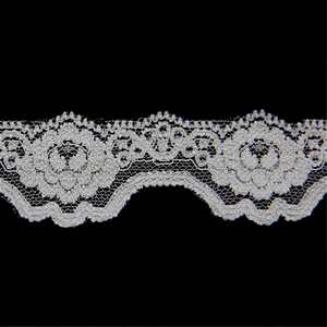 1.5cm White Stretch Floral Scallop Lace Trim