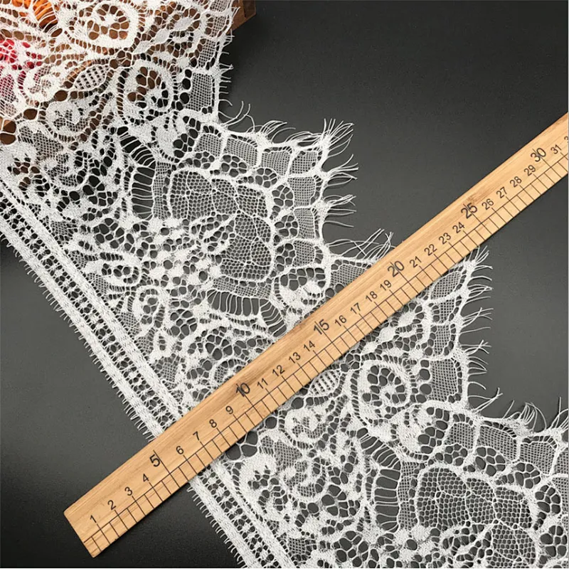 Fashion hot sale 18*300cm 100%  nylon french eyelash lace trim